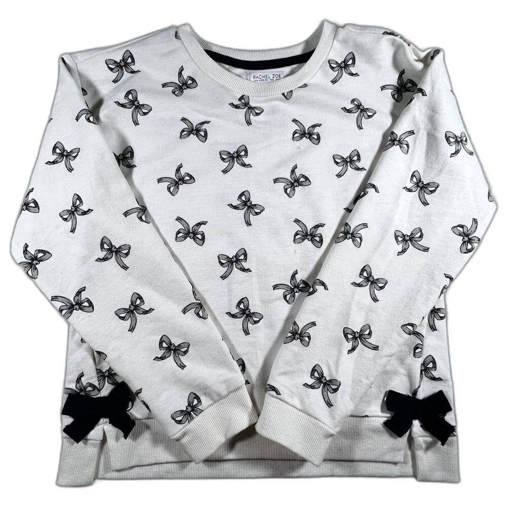 Girls Rachel Zoe girls' bow-print sweater White Large 10/12